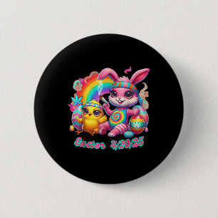 Funny Happy April 20 2025 Easter Bunny Chick Cute 6 Cm Round Badge