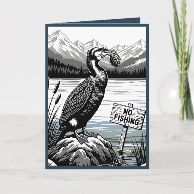 Funny Happy Birthday card for anglers (Front)