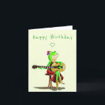 Funny Happy Birthday Card Frog with Guitar<br><div class="desc">Frog Playing Guitar Funny Birthday Cards - MIGNED Painting - Customisable</div>