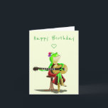 Funny Happy Birthday Card Frog with Guitar<br><div class="desc">Frog Playing Guitar Funny Birthday Cards - MIGNED Painting - Customisable</div>