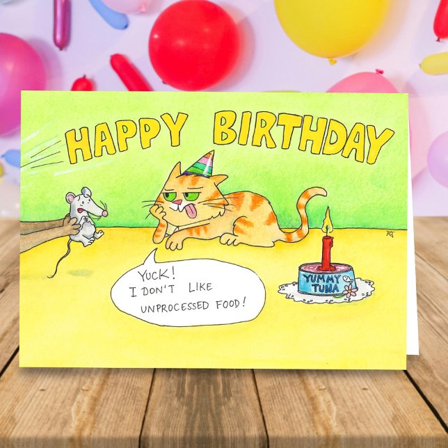 Funny Happy Birthday Cat greeting Card (Creator Uploaded)