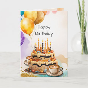 Funny Happy Birthday Coffee Lover Addict Caffiene Card