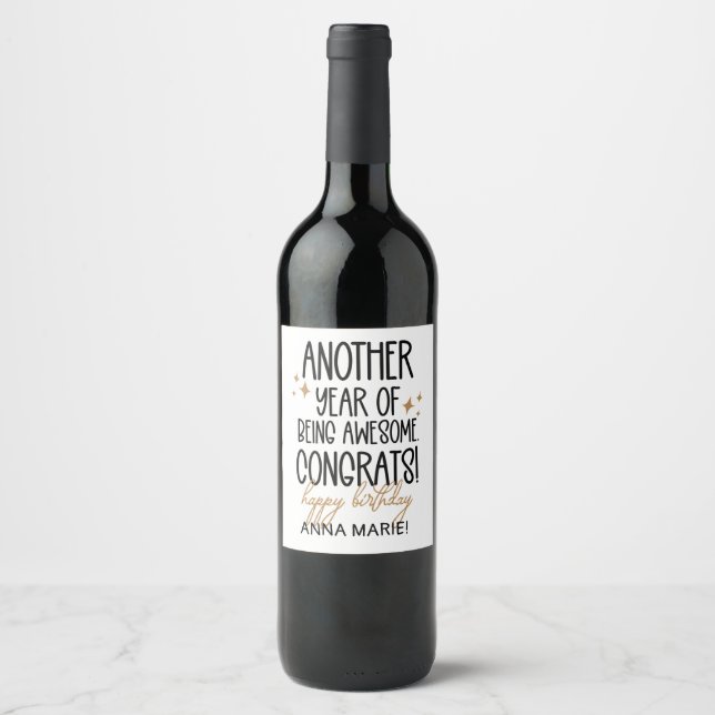 Funny Happy Birthday Getting Older   Wine Label (Front)
