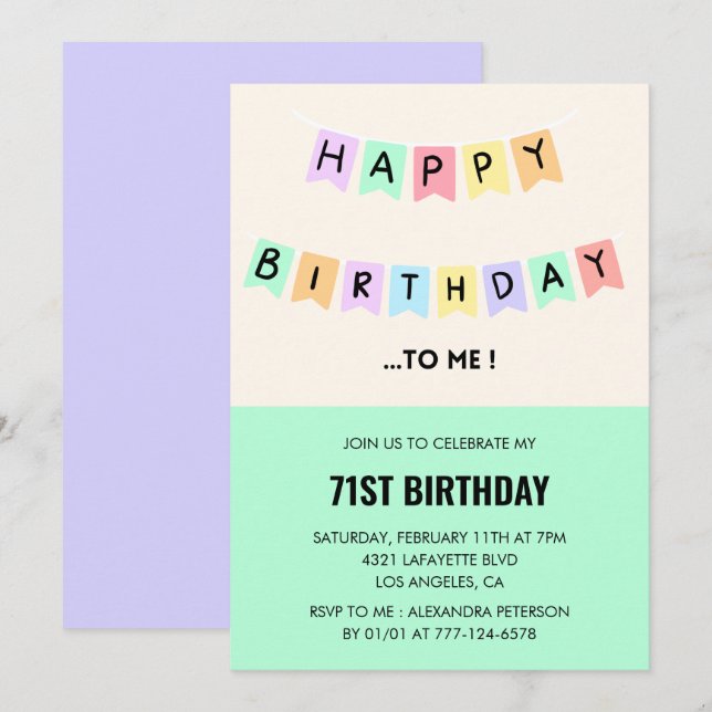  Funny Happy Birthday Humour 71st birthday  Invitation (Front/Back)