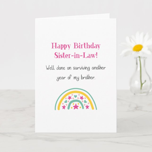 Funny Happy Birthday Sister-in-Law Birthday Card (Small Plant)