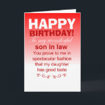 Funny Happy birthday son in law Card<br><div class="desc">birthday greeting cards,  son in law greeting card,  greeting cards from mother/law to son/law,  birthday wishes for son in law,  funny son in law,  son in law birthday wishes</div>