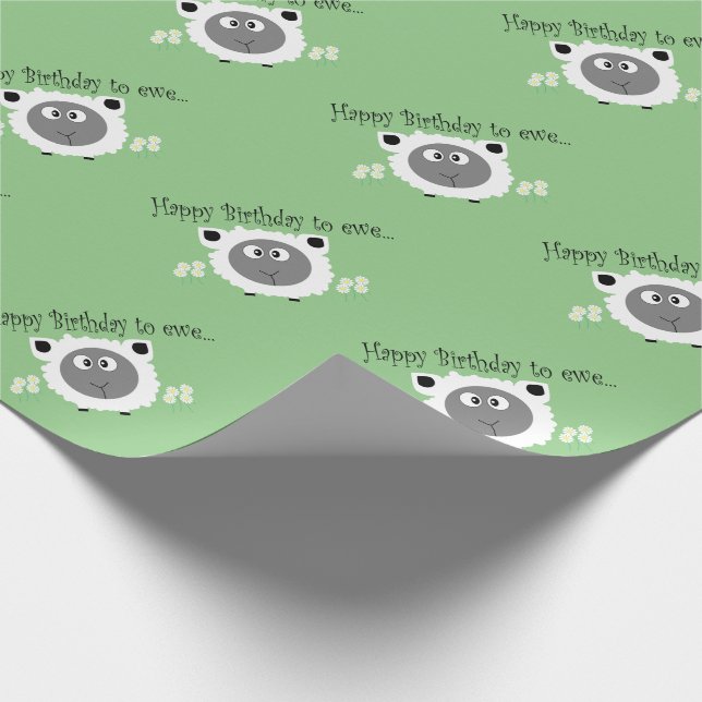 Funny Happy Birthday to Ewe Wrapping Paper (Corner)