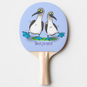 Funny, happy blue footed boobies dancing cartoon  ping pong paddle