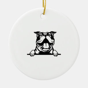 Funny happy Bulldog Ceramic Tree Decoration