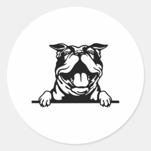 Funny happy Bulldog Classic Round Sticker