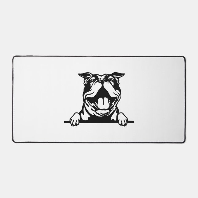 Funny happy Bulldog Desk Mat (Front)