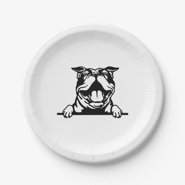 Funny happy Bulldog Paper Plate (Front)