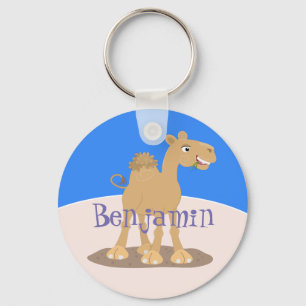 Funny happy camel cartoon illustration key ring
