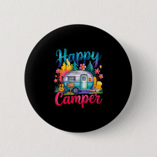 Funny happy camper camping apparel trailer rv kids 6 cm round badge