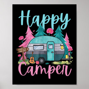 Funny Happy Camper Camping Apparel Trailer Rv Kids Poster