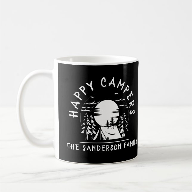 Funny Happy Campers Name Family Camping Trip Coffee Mug (Left)