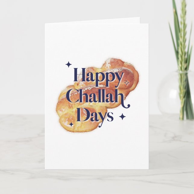 Funny Happy Challah Days Hanukkah Watercolor  Holiday Card (Front)