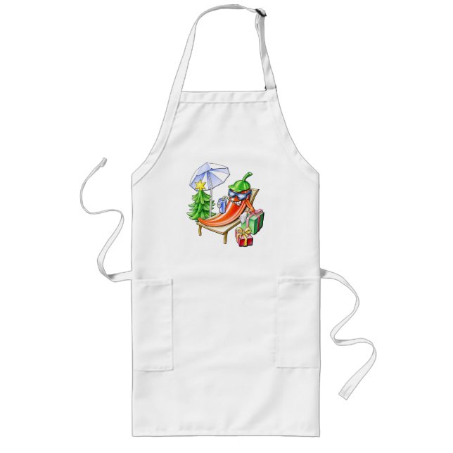 Funny Happy Christmas Spicy Chilli Designed Long Apron (Front)