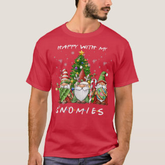 Funny Happy Christmas with My Gnomies Funny Gnome  T-Shirt