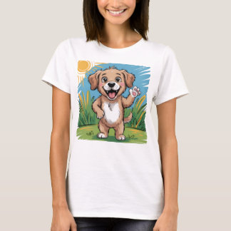 Funny Happy Dog Kids T-Shirt – Cute Cartoon Puppy