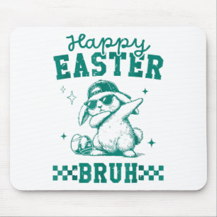 Funny Happy Easter Bruh Bunny Dabbing Cute Easter  Mouse Pad