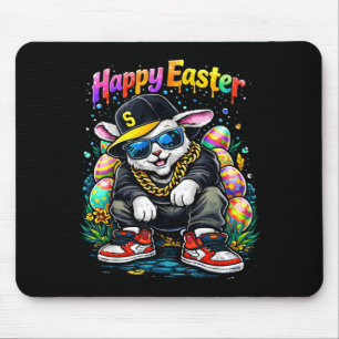 Funny Happy Easter Bunny Cool Street Men Women Mouse Pad