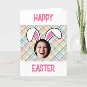 Funny happy easter bunny ears photo thank you card