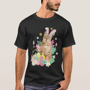 Funny happy easter cute cat bunny eggs basket rabb T-Shirt