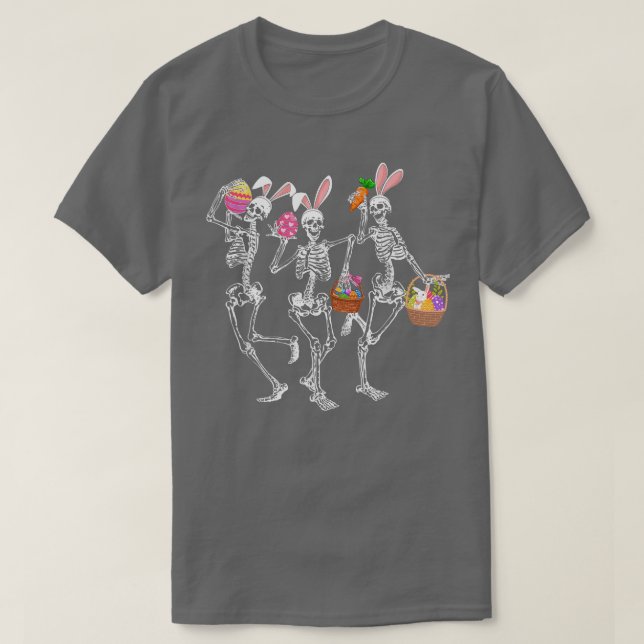 Funny Happy Easter Day Dancing Skeleton Bunny Men  T-Shirt (Design Front)