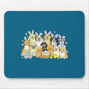 Funny happy easter dog mum dad dog bunny ears boys mouse pad