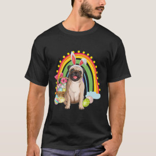 Funny Happy Easter Eggs Bunny Pug Dog Lovers Costu T-Shirt