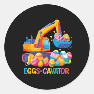Funny Happy Easter Eggs Cavator Excavator Outfit B Classic Round Sticker