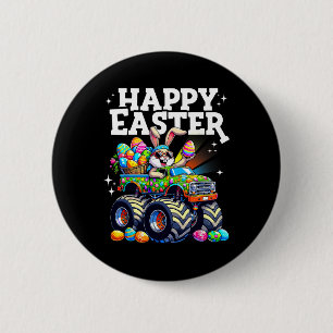 Funny Happy Easter Monster Truck Bunny Easter Eggs 6 Cm Round Badge