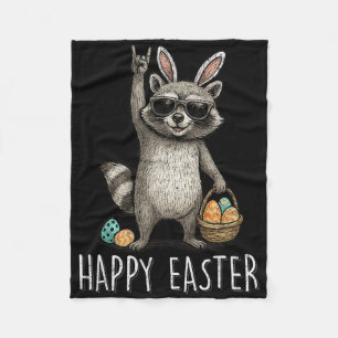 Funny Happy Easter Racoon Men Women Kids Boys Gir Fleece Blanket