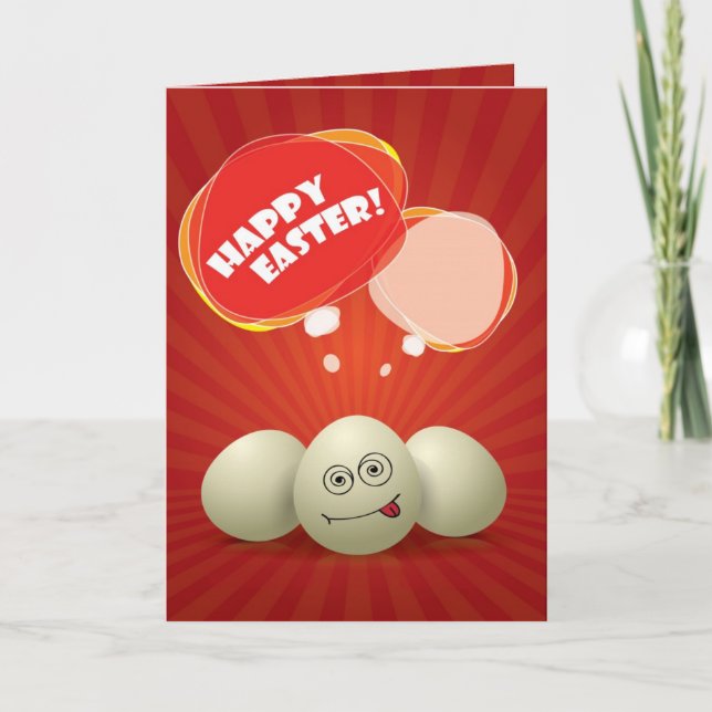 Funny Happy Easter Red Greeting Card (Front)