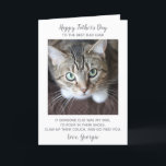 Funny Happy Fathers Day Pet Photo Cat Dad  Holiday Card<br><div class="desc">Happy Father's Day the the best dog dad ever ! Give Dad a cute and funny personalised pet photo card from his best friend. "Happy Father's's Day to the Best Dad Ever ~ If someone else was my dad, I’d poop in their shoes, chew up their couch, and go find...</div>