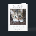 Funny Happy Fathers Day Pet Photo Cat Dad  Holiday Card<br><div class="desc">Happy Father's Day the the best dog dad ever ! Give Dad a cute and funny personalised pet photo card from his best friend. "Happy Father's's Day to the Best Dad Ever ~ If someone else was my dad, I’d poop in their shoes, chew up their couch, and go find...</div>