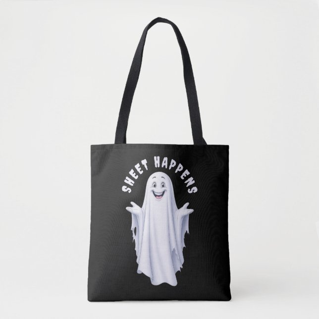Funny Happy Ghost Tote Bag (Front)