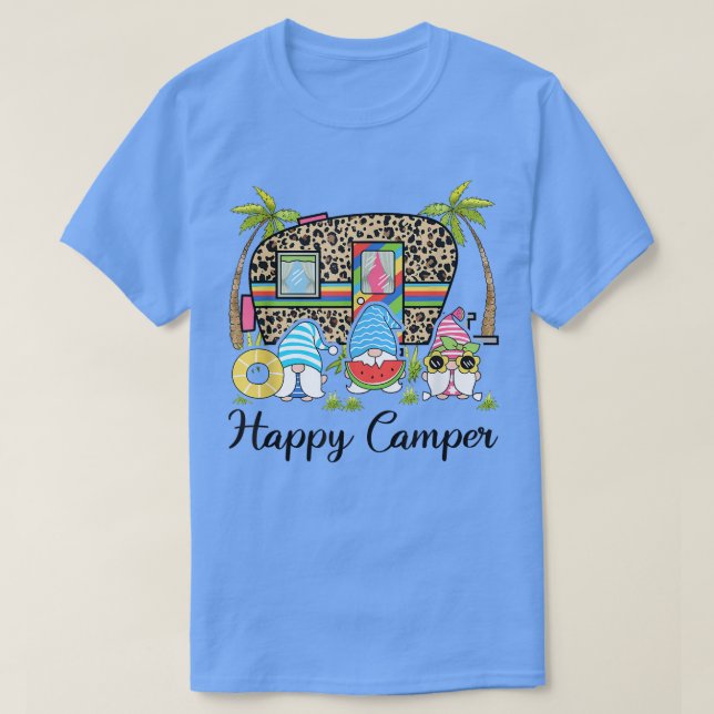 Funny Happy Gnome Camper Cute For Kids Women Men  T-Shirt (Design Front)