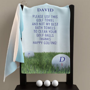 Funny Happy Golfing Name Monogram Golf Towel