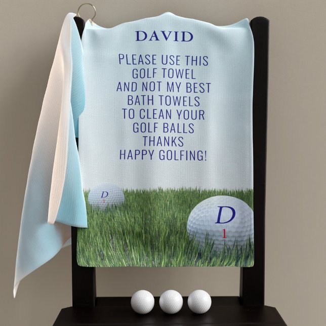 Funny Happy Golfing Name Monogram Golf Towel (Add your own message to this golf towel. Great gift for golfing dads (and golfing moms too))