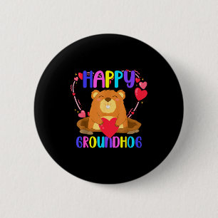 Funny Happy Groundhog Day 2024 For Men Women 6 Cm Round Badge