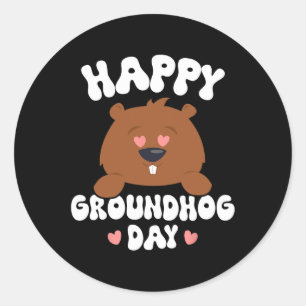 Funny Happy Groundhog Day 2025 3  Classic Round Sticker