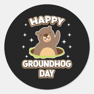 Funny Happy Groundhog Day 2025 Classic Round Sticker