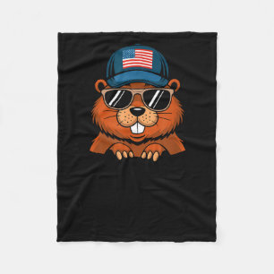 Funny Happy Groundhog Day  Fleece Blanket