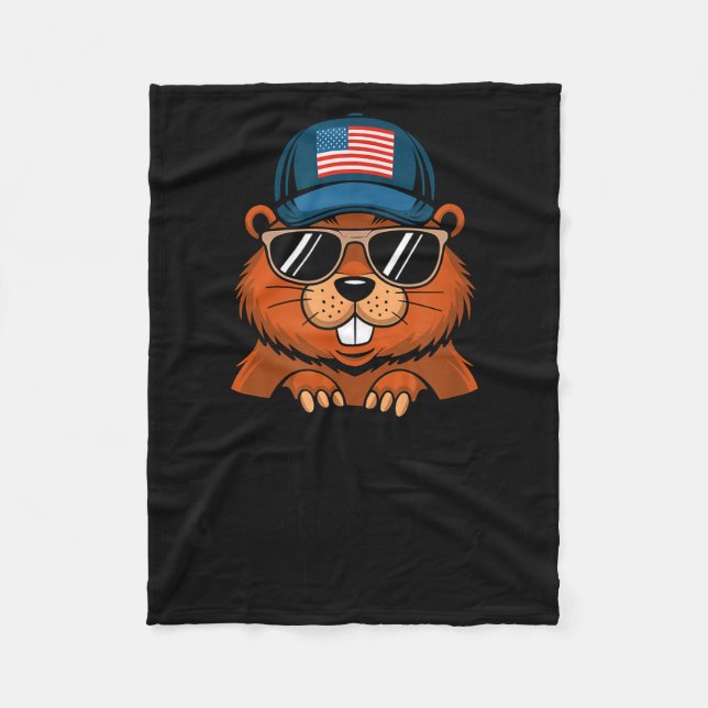 Funny Happy Groundhog Day  Fleece Blanket (Front)
