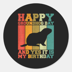 Funny Happy Groundhog Day Yes It Is My Birthday Classic Round Sticker