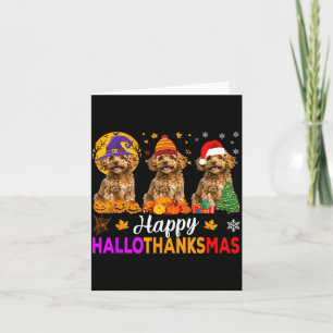 Funny Happy Hallothanksmas Poodle Dog Halloween Card