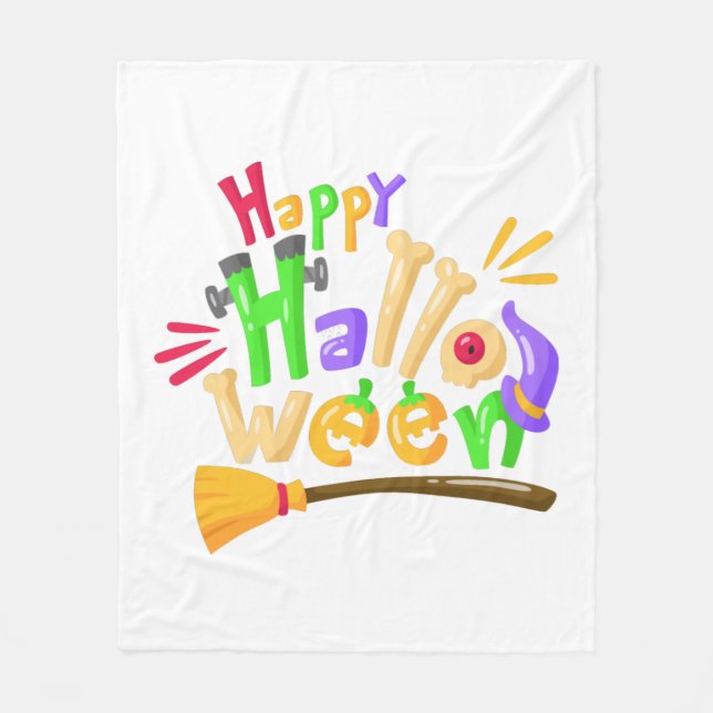 Funny happy halloween design  fleece blanket (Front)
