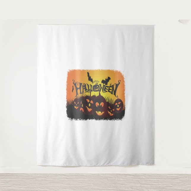 Funny Happy Halloween design Tapestry (Front)